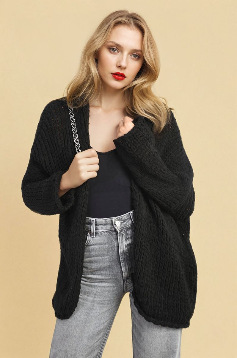 Chunky Long Sleeve Knitted Cardigan - Toi ‘n’ Moi Ltd
