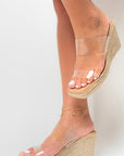 Clear Twin Strap Espadrille Wedges