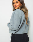 Cropped Long Sleeve Collared Jacket with Pockets