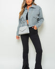 Cropped Long Sleeve Collared Jacket with Pockets