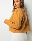 Cropped Long Sleeve Collared Jacket with Pockets