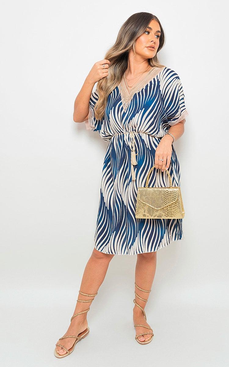 Belted Lace Panel Printed Mini Dress - Toi ‘n’ Moi Ltd