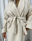 Waist Belt Longline Coat Jacket with Pocket