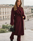 Waist Belt Longline Coat Jacket with Pocket