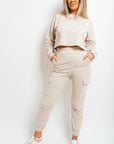 Cropped Long Sleeve Top and Cargo Joggers Co-ordinates