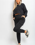 Cropped Long Sleeve Top and Cargo Joggers Co-ordinates