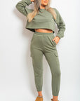 Cropped Long Sleeve Top and Cargo Joggers Co-ordinates