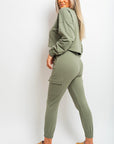 Cropped Long Sleeve Top and Cargo Joggers Co-ordinates