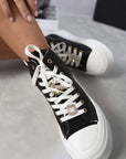 Glitter Lace Up High Top Platform Trainers with Decorative Details