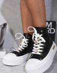 Glitter Lace Up High Top Platform Trainers with Decorative Details