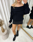Off Shoulder Long Sleeve Knitted Loose Top