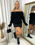 Off Shoulder Long Sleeve Knitted Loose Top