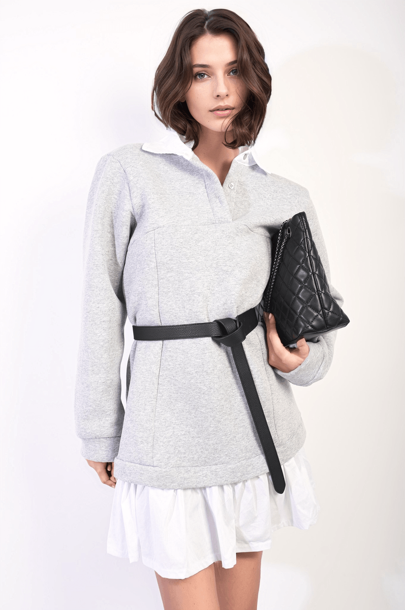 Collared Long Sleeve Mini Dress - Toi ‘n’ Moi Ltd