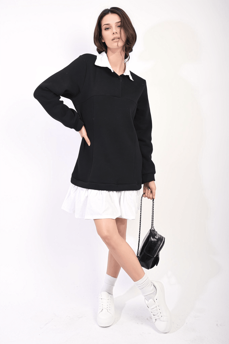 Collared Long Sleeve Mini Dress - Toi ‘n’ Moi Ltd