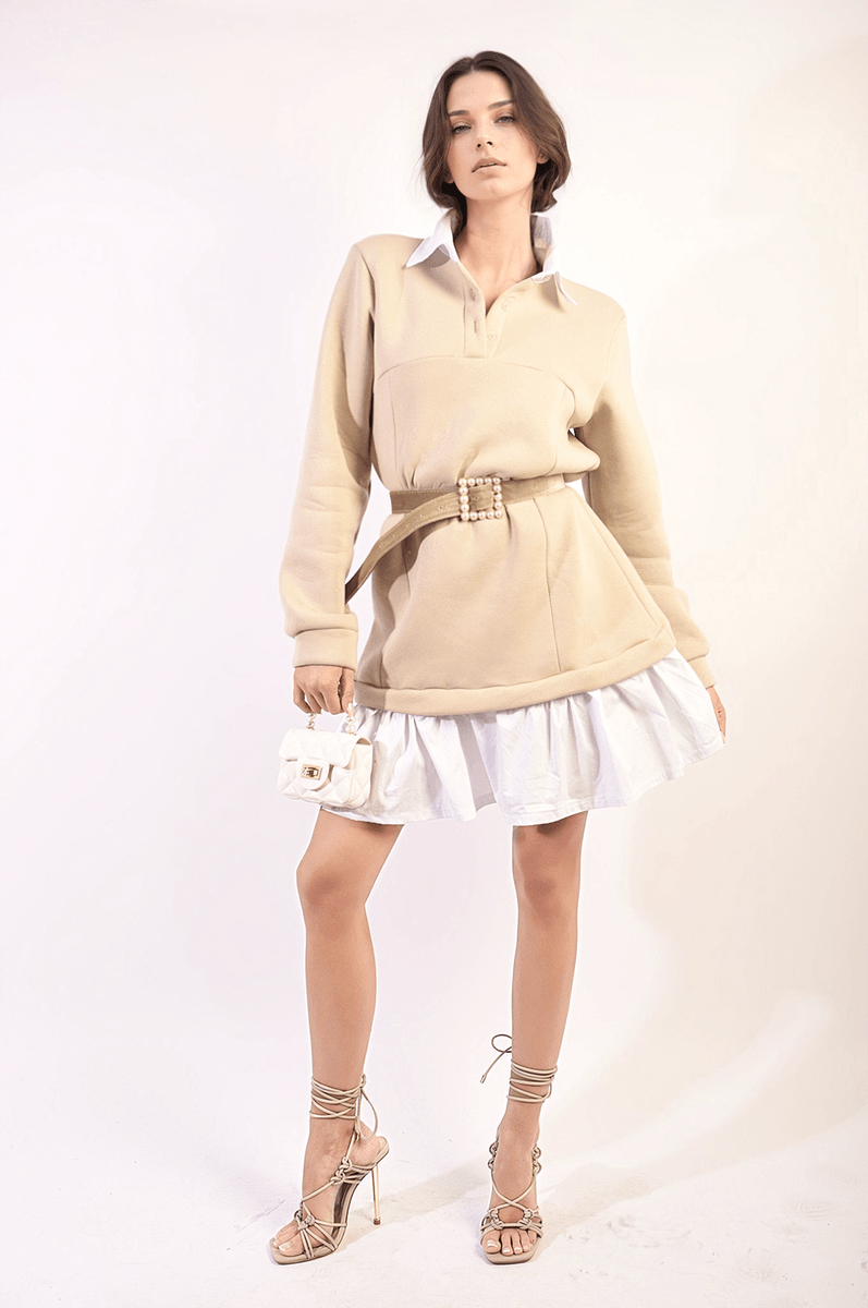 Collared Long Sleeve Mini Dress - Toi ‘n’ Moi Ltd