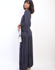 Ruffle Hem Sleeve Shirred Waist Tiered Maxi Dress