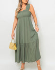 Wide Ruffle Strap Smocked Midi Dress - Toi ‘n’ Moi Ltd