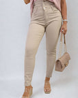 High Waist Button Skinny Jeans