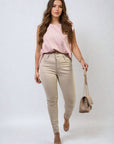 High Waist Button Skinny Jeans