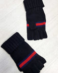 Fingerless Gloves with Stripe Detail