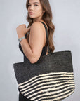 Striped Beach Braided Tote Bag
