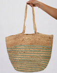 Striped Beach Braided Tote Bag