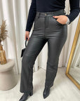 High Waisted Faux Leather Trouser