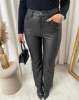 High Waisted Faux Leather Trouser