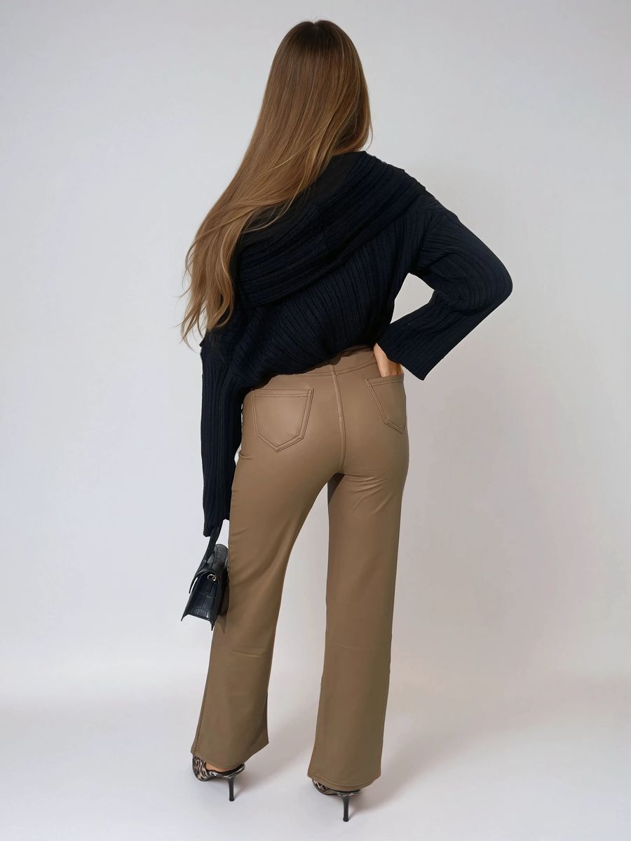 High Waisted Faux Leather Trouser