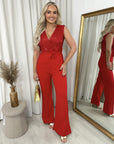 Elegant V-Neck Sequin Top Jumpsuit
