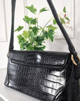 Faux Leather Croc Print Handbag
