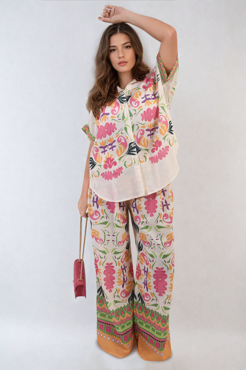 Button Down Printed Summer Top - Toi ‘n’ Moi Ltd