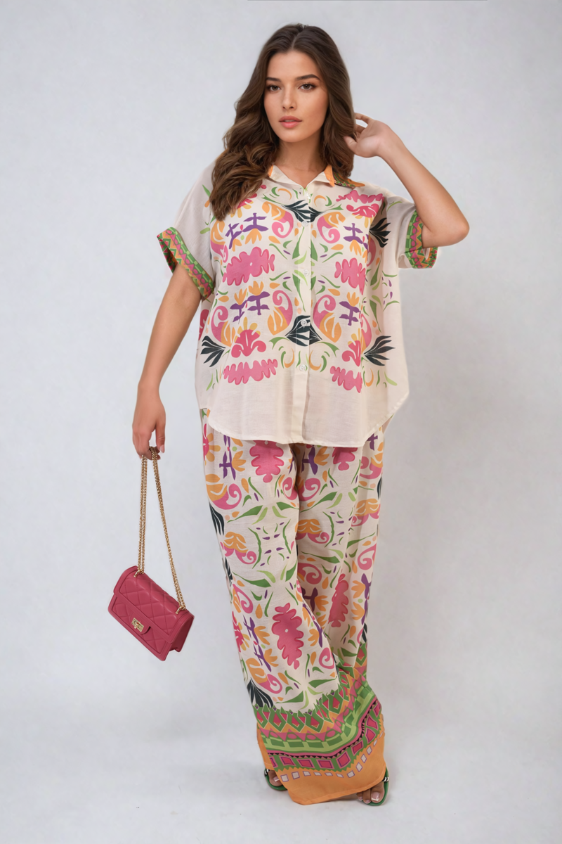 Button Down Printed Summer Top - Toi ‘n’ Moi Ltd