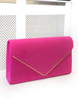 Faux Suede Envelope Clutch Bag