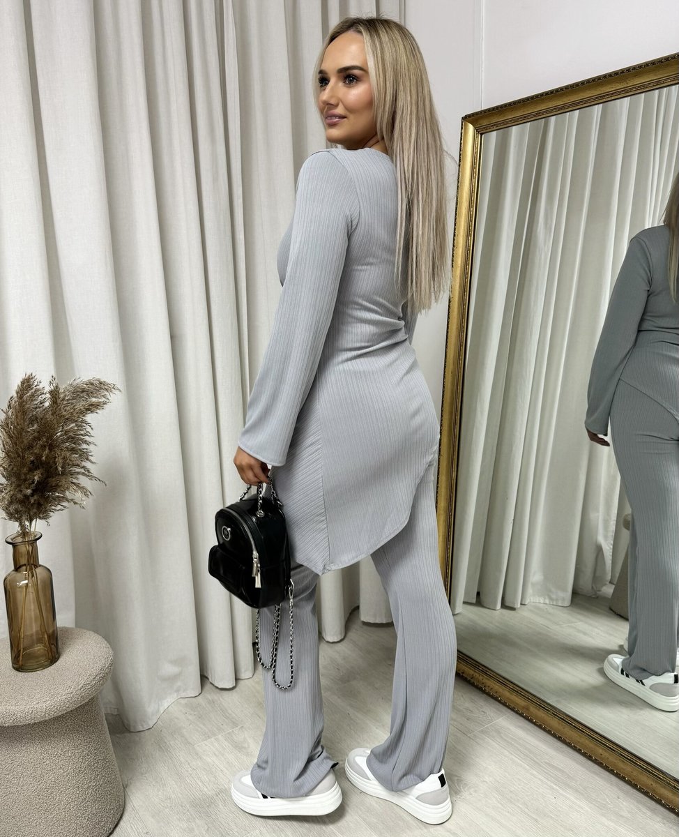 Asymmetric Long Sleeve Top and Flare Trouser Co-ord Set - Toi ‘n’ Moi Ltd