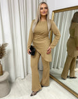 Asymmetric Long Sleeve Top and Flare Trouser Co-ord Set - Toi ‘n’ Moi Ltd