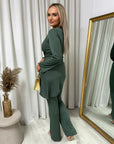 Asymmetric Long Sleeve Top and Flare Trouser Co-ord Set - Toi ‘n’ Moi Ltd