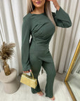 Asymmetric Long Sleeve Top and Flare Trouser Co-ord Set - Toi ‘n’ Moi Ltd