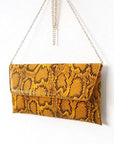 Snake Print Envelope Clutch Bag
