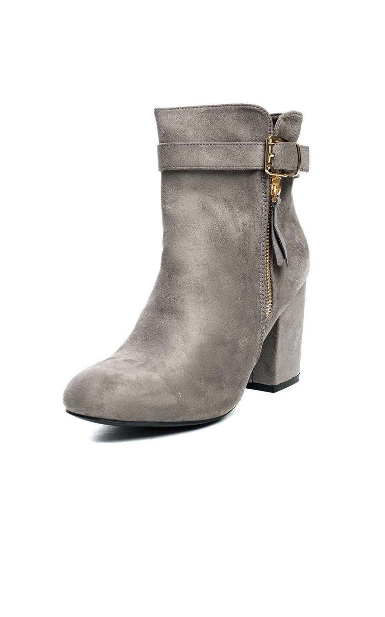 Buckle Faux Suede Ankle Boots - Toi ‘n’ Moi Ltd