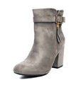Buckle Faux Suede Ankle Boots - Toi ‘n’ Moi Ltd