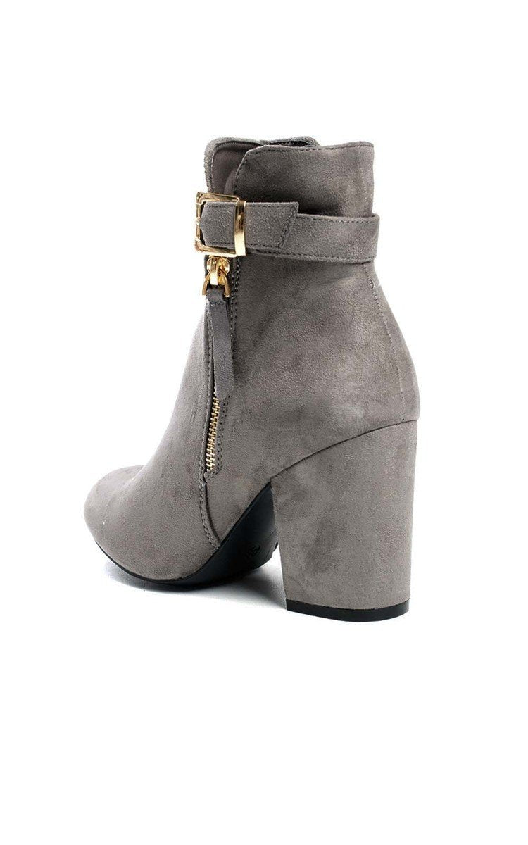 Buckle Faux Suede Ankle Boots - Toi ‘n’ Moi Ltd