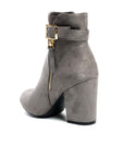 Buckle Faux Suede Ankle Boots - Toi ‘n’ Moi Ltd