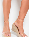 Clear Ankle Strap Espadrille Wedge Sandals