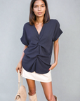 V-Neck Twist Front Top