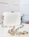 Faux Leather Box Clutch Bag