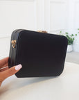 Faux Leather Box Clutch Bag