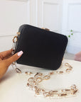 Faux Leather Box Clutch Bag
