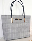 Check Print Fabric Shoulder Bag with Gold Detail - Toi ‘n’ Moi Ltd
