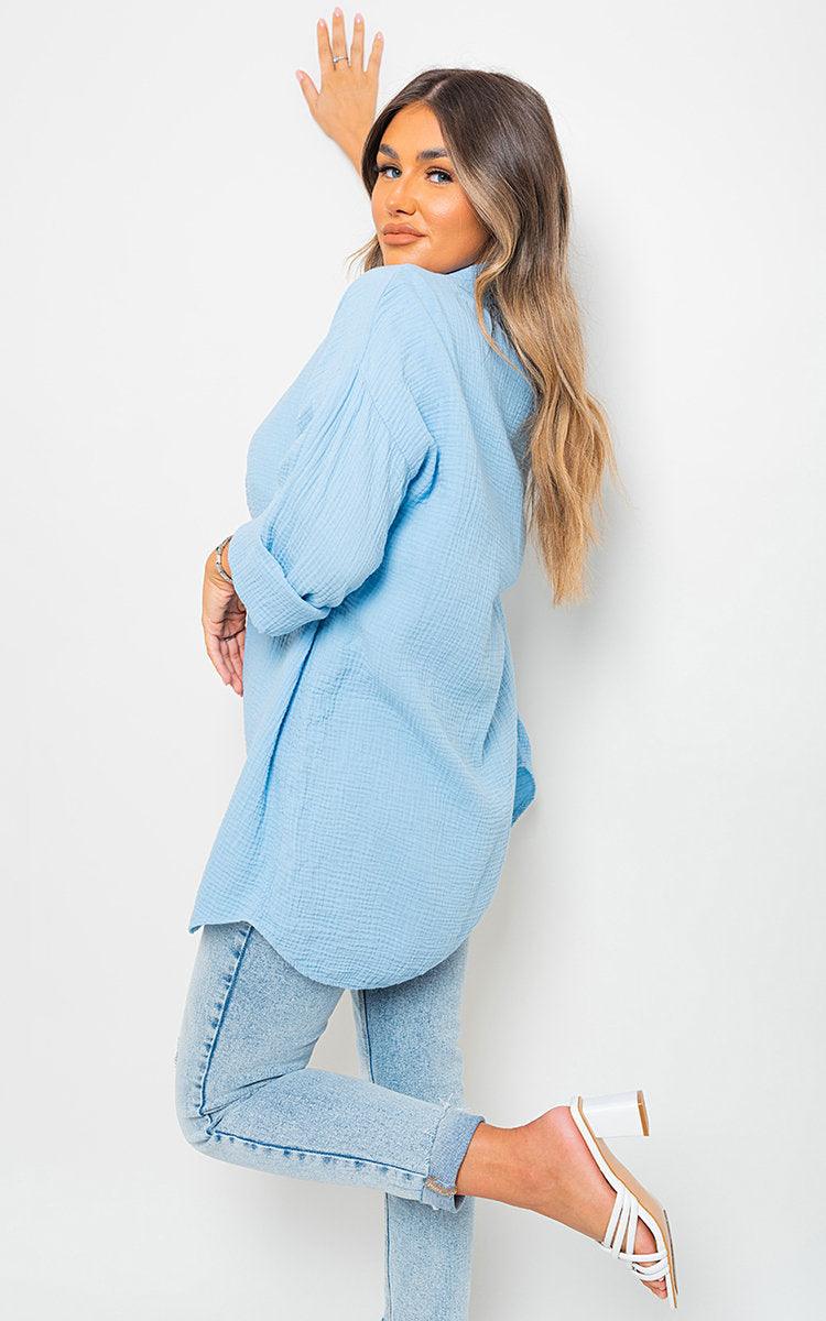 Button Down Long Sleeve Oversized Shirt - Toi ‘n’ Moi Ltd